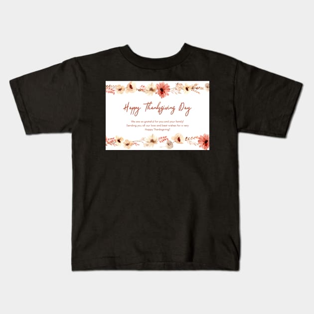 Happy Thanksgiving Card - 12 Kids T-Shirt by LD-LailaDesign